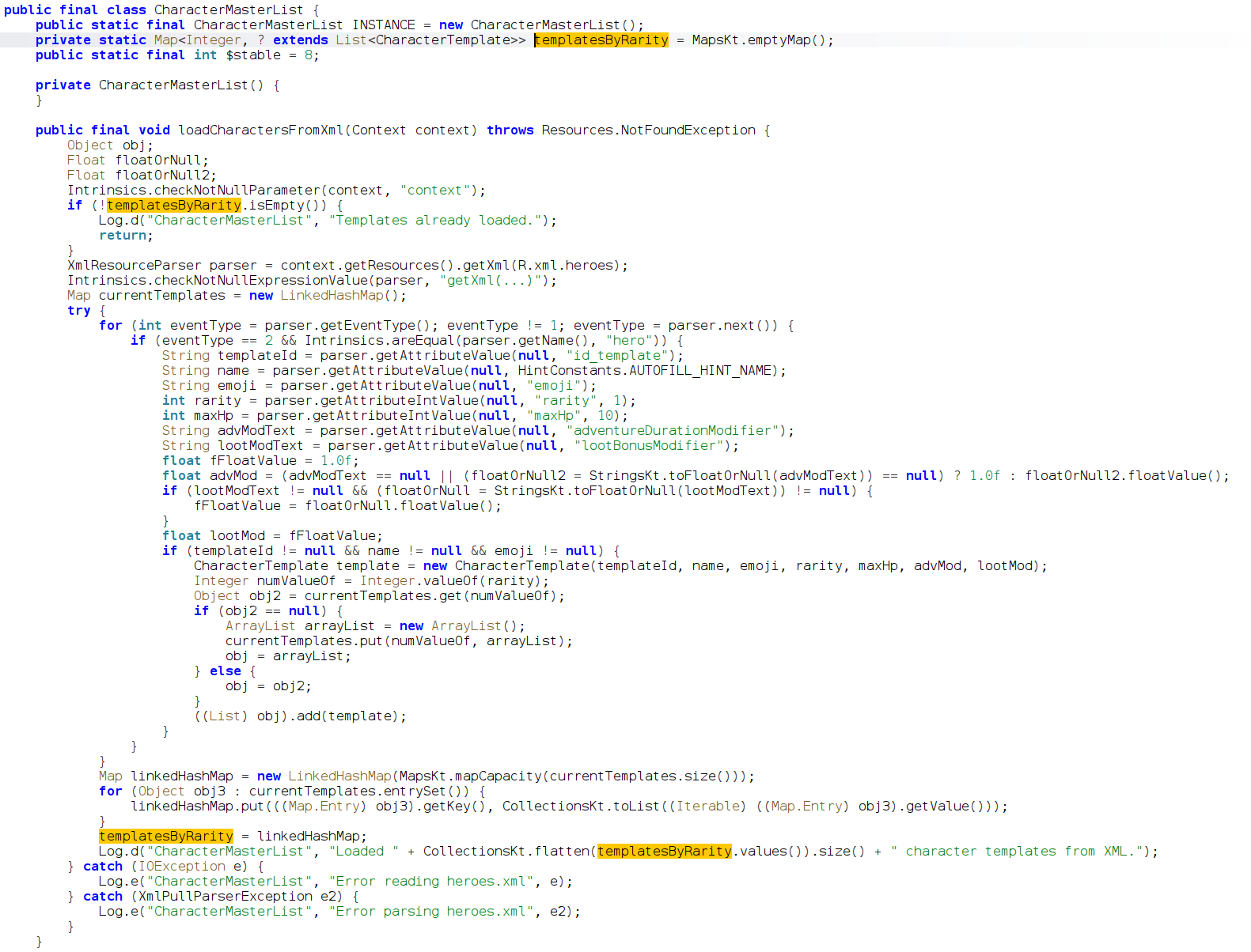 loadCharactersFromXml